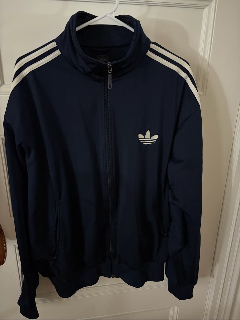 adidas Navy Track Jacket with White Stripes